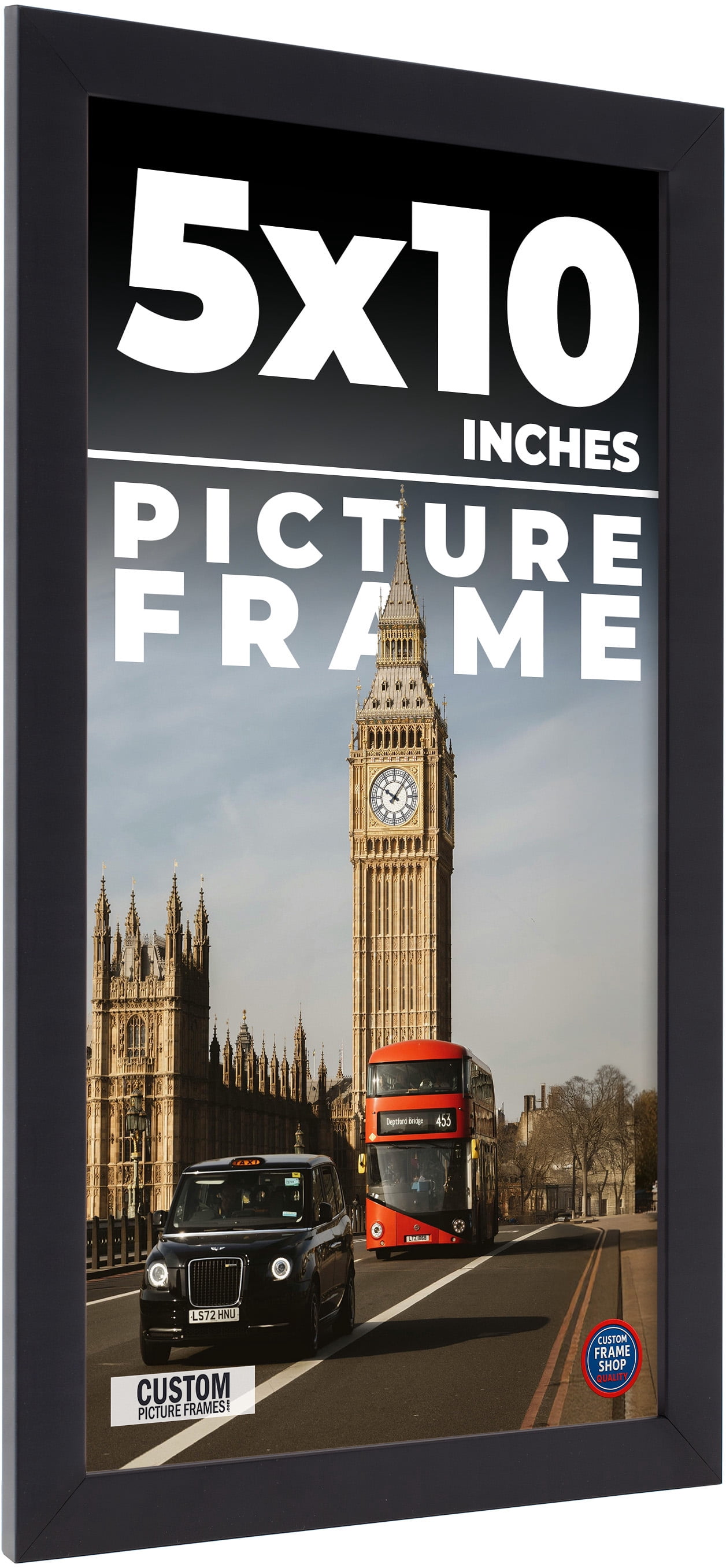5x10 In Frame Black Real Wood Picture Frame Width 0.75 inches ...