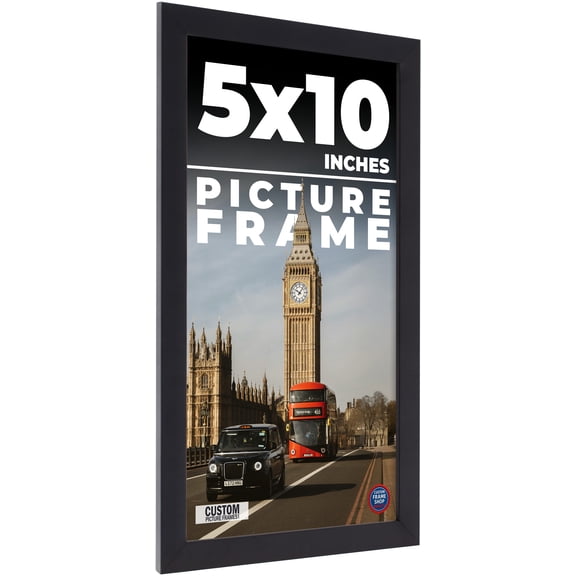 5x10 In Frame Black Real Wood Picture Frame Width 0.75 inches | Interior Frame Depth 0.5 inches |