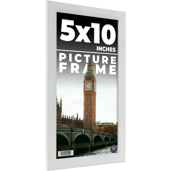 5x10 In Frame White Real Wood Picture Frame Width 0.75 inches | Interior Frame Depth 0.5 inches |