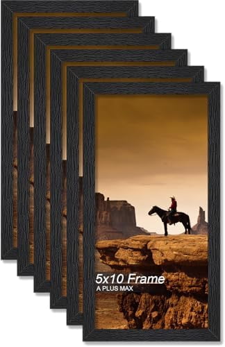 5x10 Picture Frame Set of 6, Black Engineered Wood Frame for 5 x 10 ...