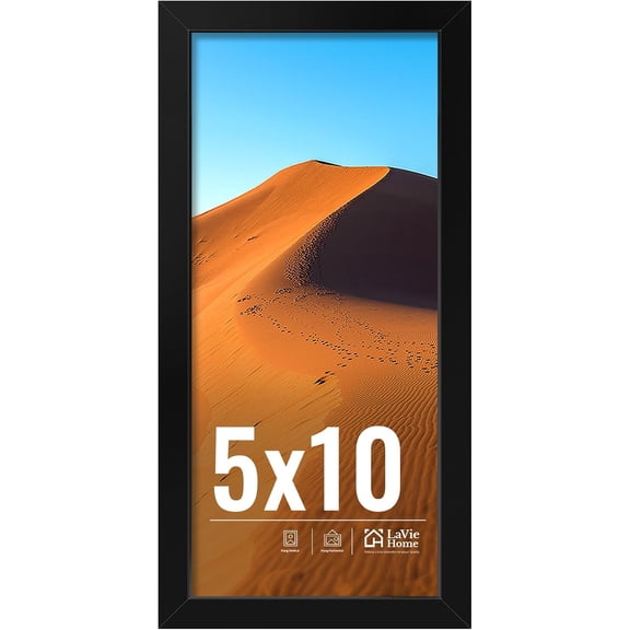 5x10 Picture Frame for Wall Display, 5x10 Black Picture Frame with HD Plexiglas, 5 x 10 Photo Frame 1 Pack, Display Frame for Vertical or Horizontal, Classic Collection