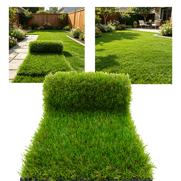 5x10FT Artificial Grass - 0.8inch Thick Fake Grass Lawn with Drainage Holes, Synthetic Turf for Pets, Patio Balcony Garden Decoration