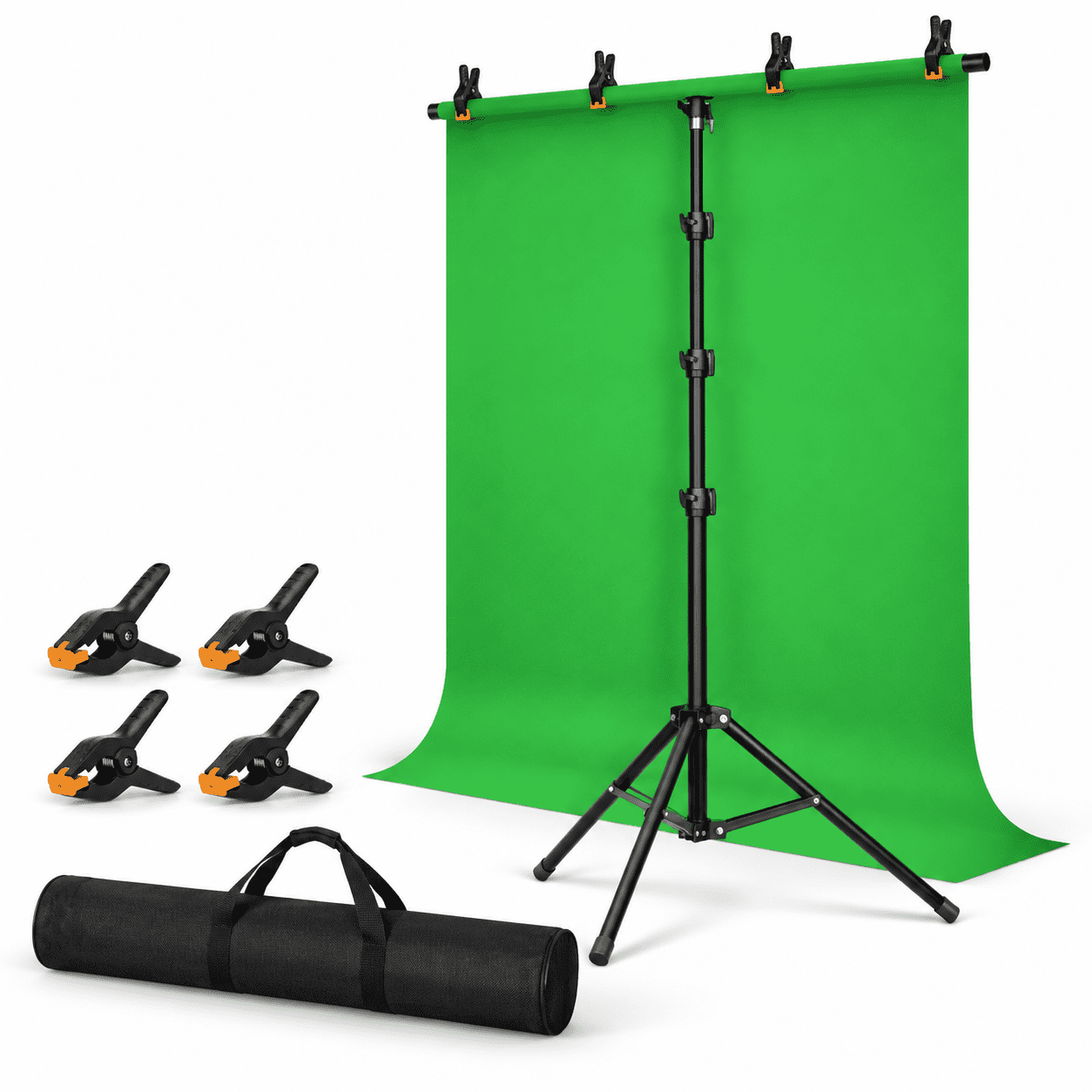 5x10FT Green Photo Studio Background Kit with T-Shape Stand and Clamps ...