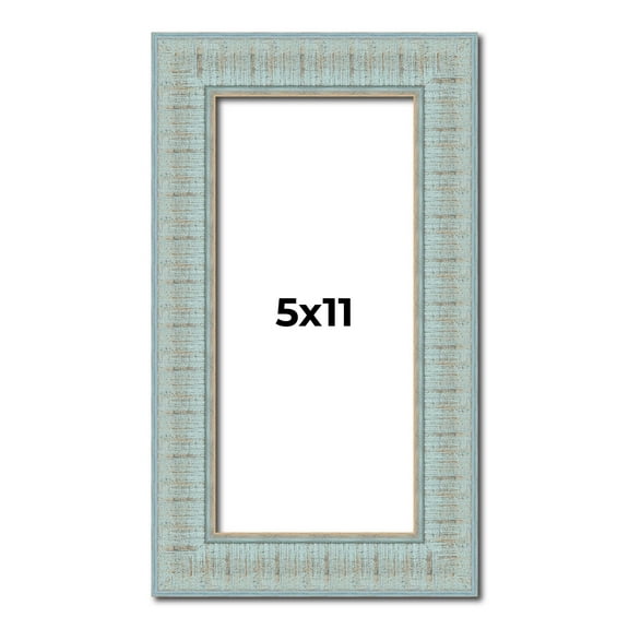 5x11 Frame Blue Teal Distressed Solid Wood Picture Frame | 1.625 Inch Moulding Width | Sonoma Blue