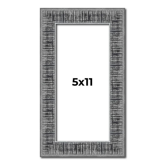 5x11 Frame Silver Black Rustic Sonoma Solid Wood Picture Frame | 1.5 Inch Moulding Width | Complete