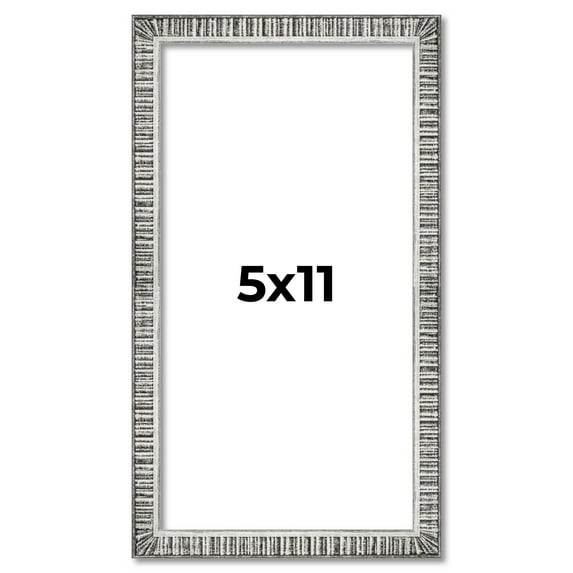 5x11 Frame Silver Grey Distressed Solid Wood Picture Frame | 0.75 Inch Moulding Width | Interior