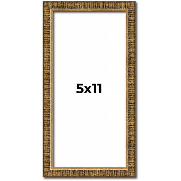 5x11 IN Frame Gold Kingsley Distressed Solid Wood Picture Frame Width 0.75 Inches | Interior Frame