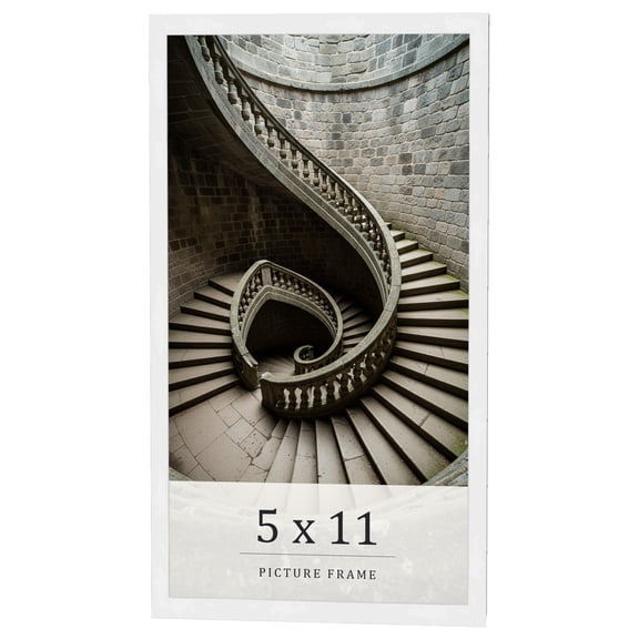 5x11 In Frame White Real Wood Picture Frame Width 0.75 inches | Interior Frame Depth 0.5 inches |