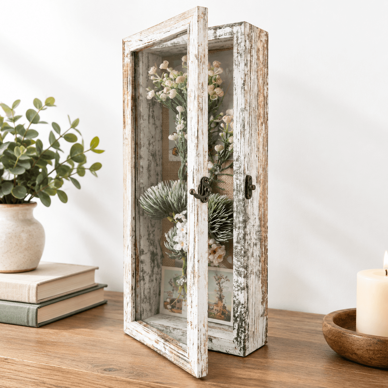 5x12.5 Wood Shadow Box Frame Gldoor Display Case With Linen And 6 Stick ...