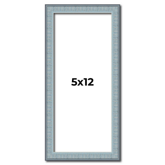 5x12 Frame Blue Scuffed Farm Board Solid Wood Picture Frame Width 0.75 Inches | Interior Depth 0.5