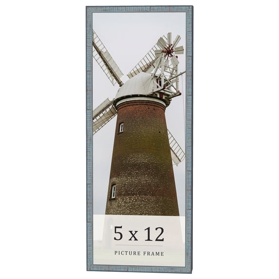 5x12 Frame Blue Scuffed Farm Board Solid Wood Picture Frame Width 0.75 Inches | Interior Depth 0.5