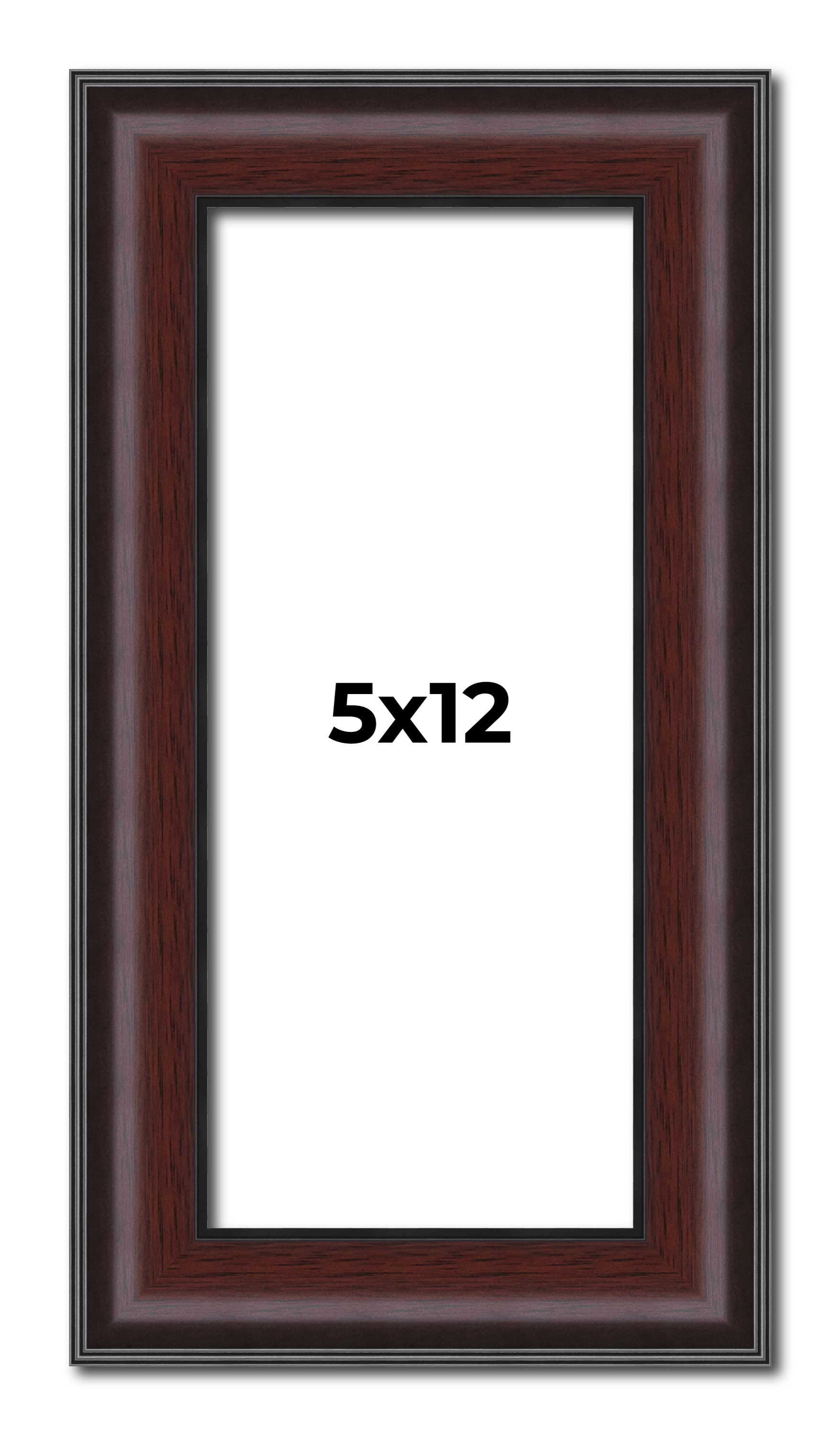 5x12 Frame Brown Round Mahogany Solid Wood Picture Frame | 1.625 Inch ...