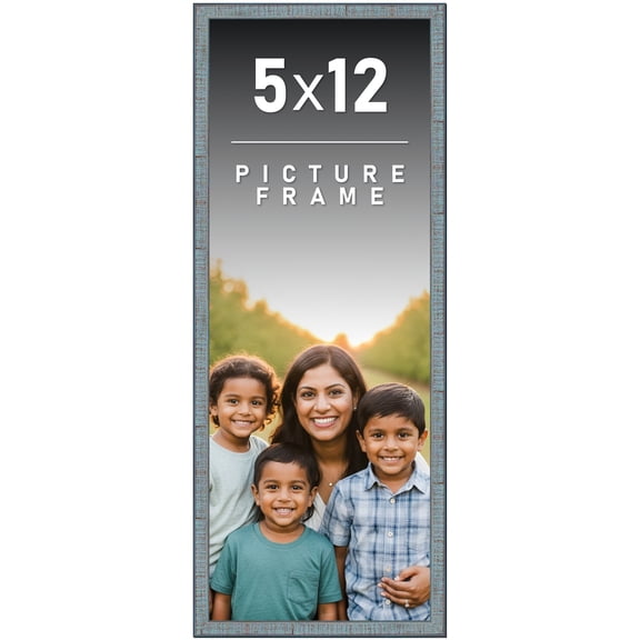 5x12 Frame Rustic Sky Blue Solid Wood Picture Frame | 0.75 Inch Moulding Width |Includes UV Acrylic
