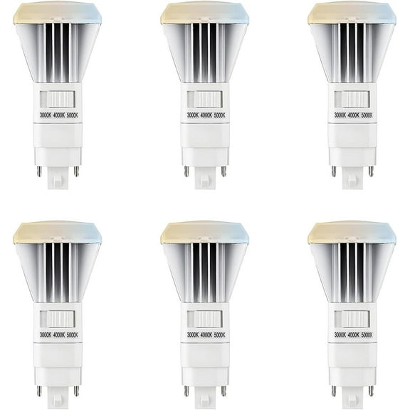 Diodesy- Pack of 6 PLV/LED/BP/8W/SCT PLV Vertical Ballast Bypass Light Bulb, 8 Watt (18W EQ), G24d Base, Selectable Switch 3000K 4000K 5000K, 950 Lumens, CRI80, 50000hr, No Flickering, UL Listed