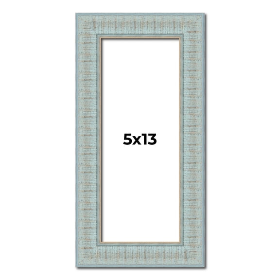 5x13 Frame Blue Teal Distressed Solid Wood Picture Frame | 1.625 Inch Moulding Width | Sonoma Blue