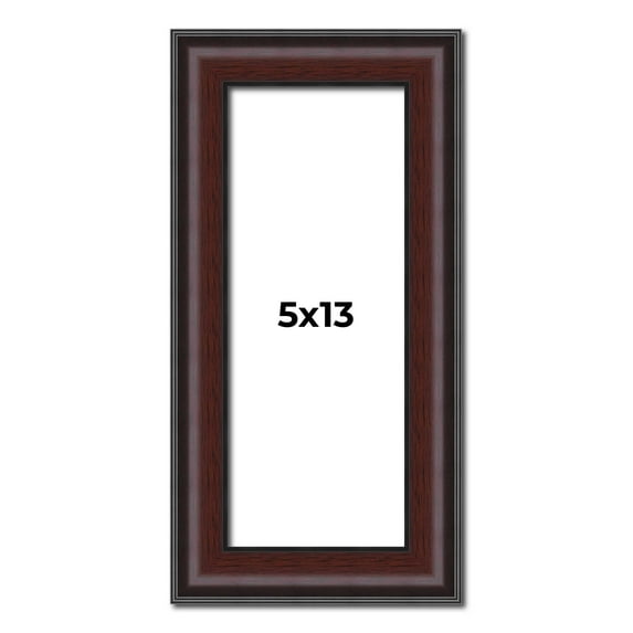 5x13 Frame Brown Round Mahogany Solid Wood Picture Frame | 1.625 Inch Moulding Width | with UV