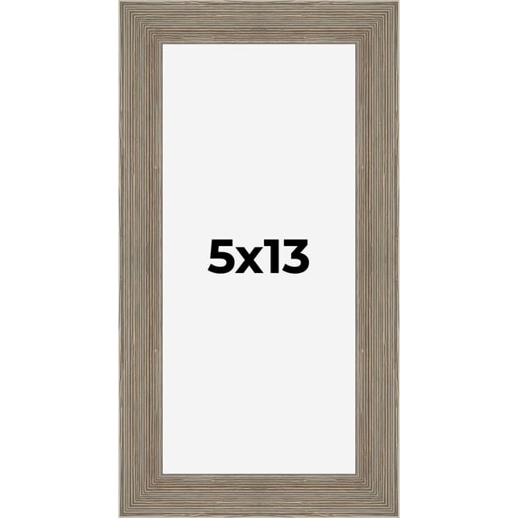 5x13 Frame Gray Barnwood Rustic Solid Wood Picture Frame | 1.5 Inch Moulding Width | Includes UV