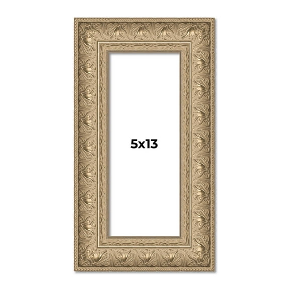 5x13 IN Frame Ornate Silver Beaded Solid Wood Picture Frame Width 2.5 Inches | Interior Depth 1