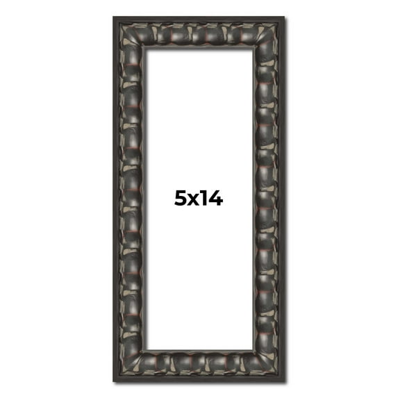 5x14 Frame Black-Brown Medieval Solid Wood Picture Frame | 1.5 Inch Moulding Width | Gotham Beveled
