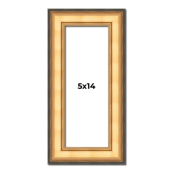 5x14 Frame Gold Plein Aire Solid Wood Picture Frame Width 2 Inches | Interior Frame Depth 0.5