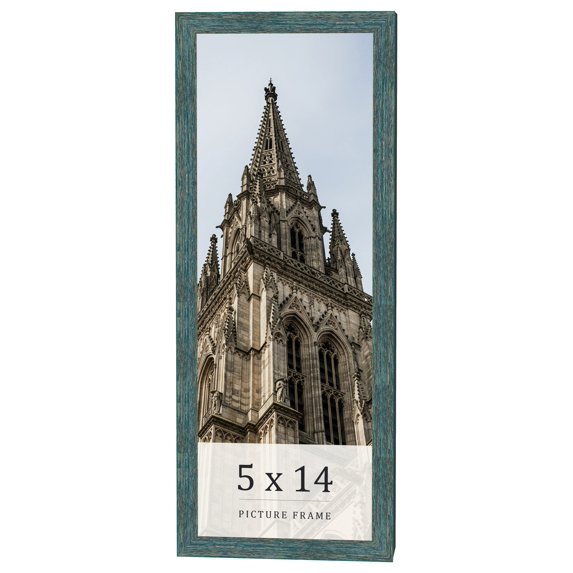 5x14 IN Frame Blue Rustic Barnwood Solid Wood Picture Frame Width 1.25 Inches | Interior Depth 0.5