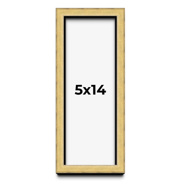 5x14 IN Shadow Box Frame Gold | 1.375 Inches Deep Real Wood Contemporary Shadowbox Display Frame |