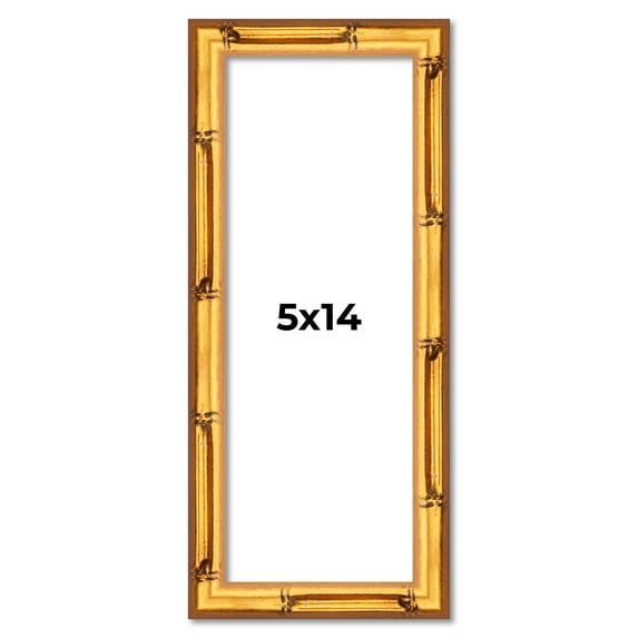 5x14 In Frame Gold Bamboo Picture Frame - Complete Modern Photo Frame Includes UV Acrylic Shatter