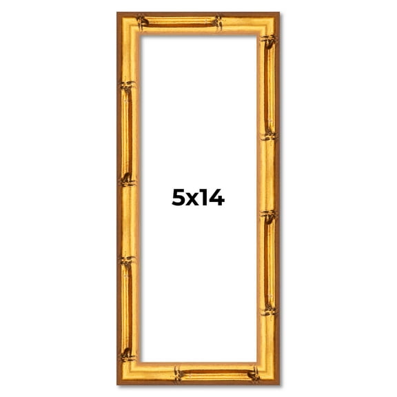 5x14 In Frame Gold Bamboo Picture Frame - Complete Modern Photo Frame Includes UV Acrylic Shatter