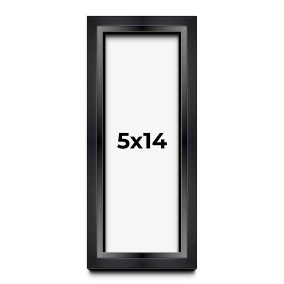 5x14 In Shadow Box Frame Black | 1.25 inches Deep Real Wood Contemporary Shadowbox Display Frame |