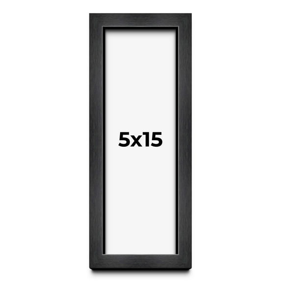 5x15 Frame Black Charcoal Grey Wood Textured Picture Frame | 0.75 Inch Moulding Width | Gunmetal