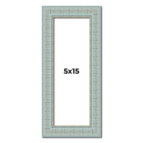 5x15 Frame Blue Teal Distressed Solid Wood Picture Frame | 1.625 Inch Moulding Width | Sonoma Blue