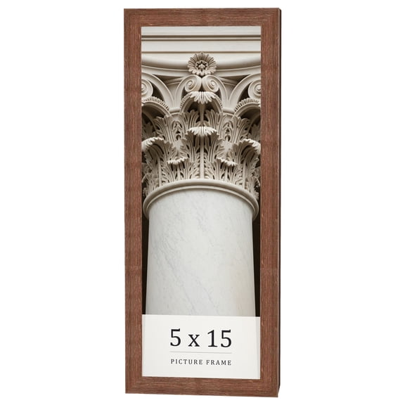 5x15 Frame Brown Farmhouse Solid Wood Picture Frame Width 1.5 Inches | Interior Frame Depth 0.5