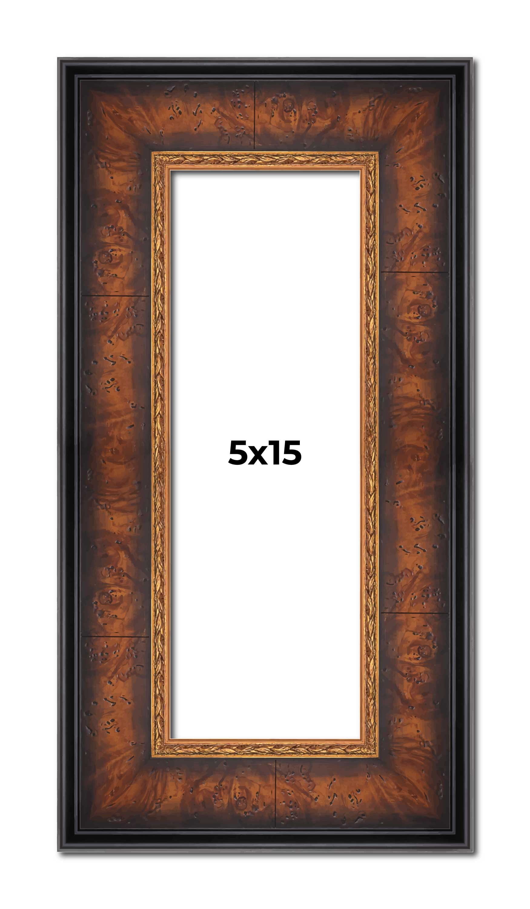 5x15 Frame Brown Walnut Gold Ornate Trim Solid Wood Plein Air Picture ...