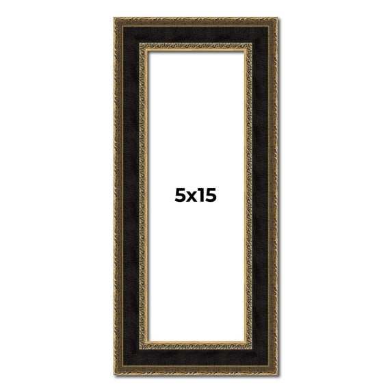 5x15 Frame Gold Antique Vintage Sold Wood Picture Frame | 1.75 Inch Moulding Width | Interior Frame