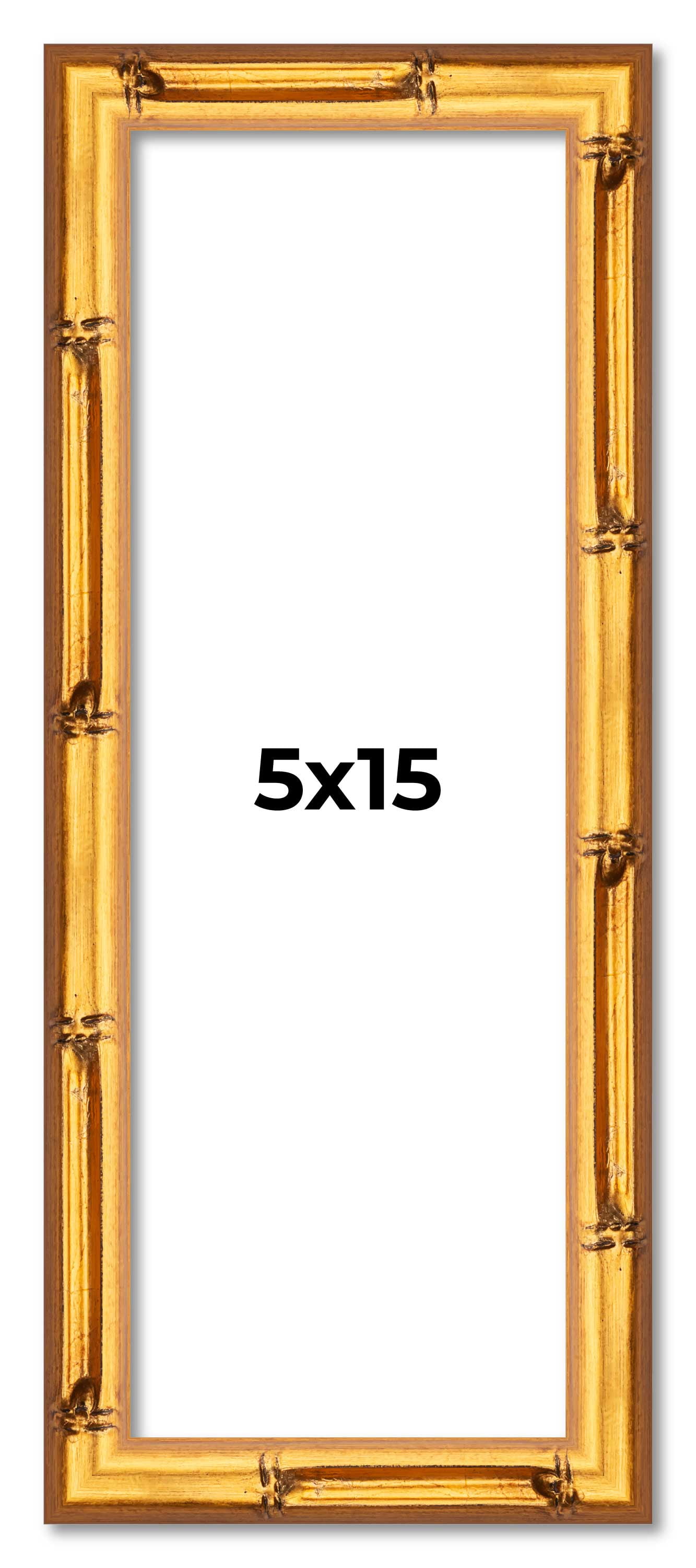 5x15 Frame Gold Bamboo Solid Wood Picture Frame | 1 Inch Moulding Width ...