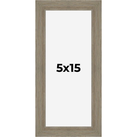 5x15 Frame Gray Barnwood Rustic Solid Wood Picture Frame | 1.5 Inch Moulding Width | Includes UV