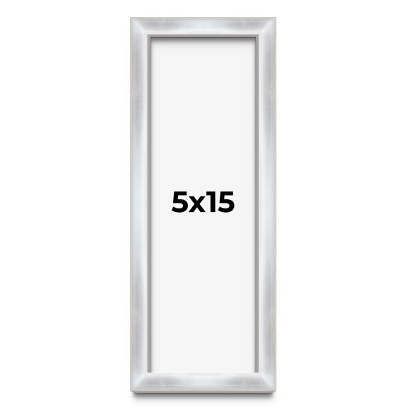 5x15 Frame Silver Whitewashed Wood Grain Solid Wood Shadow Box | 0.75 Inch Moulding Width | 0.75