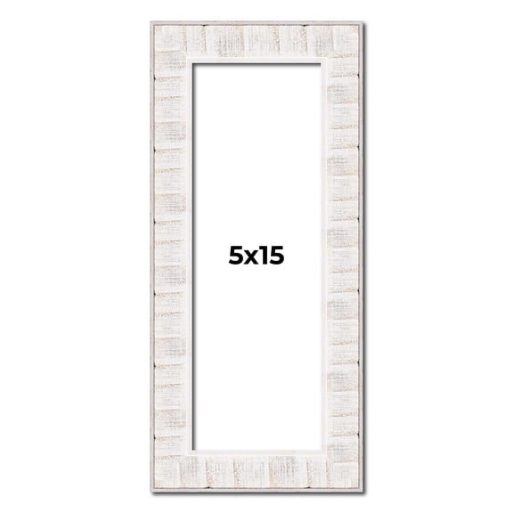 5x15 Frame White Sonoma Rustic Wood Picture Frame | 1.5 Inch Moulding Width | Complete with UV