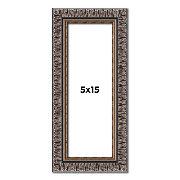 5x15 IN Frame Black Feather Payton Ornate Solid Wood Picture Frame Width 1.75 Inches | Interior