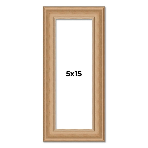 5x15 IN Frame Charleston Honey Brown Solid Wood Picture Frame Width 1.75 Inches | Interior Depth