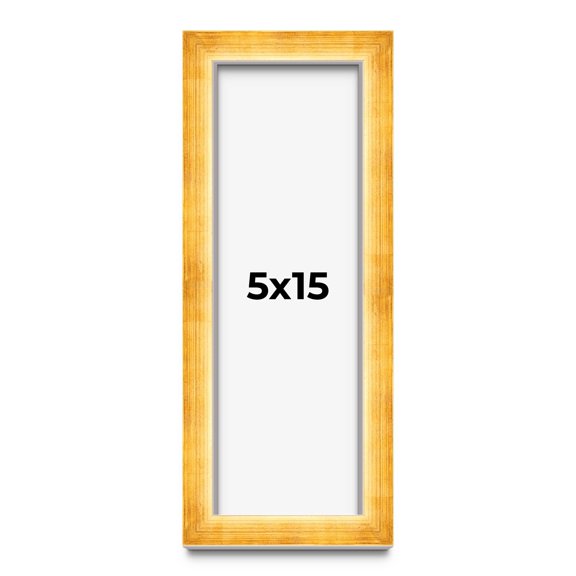 5x15 IN Shadow Box Frame Gold | 1.625 Inches Deep Real Wood Traditional Shadowbox Display Frame |