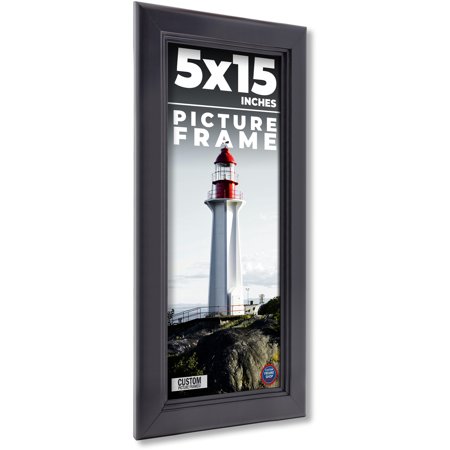 5x15 In - 5 x 15 Contemporary Black Solid Wood Frame with UV Framer's Acrylic & Foam Board Backing