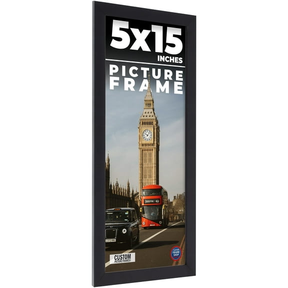 5x15 In Frame Black Picture Frame - Complete Modern Photo Frame Includes UV Acrylic Shatter Guard