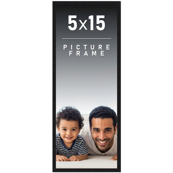 5x15 In Frame Black Picture Frame - Complete Modern Photo Frame Includes UV Acrylic Shatter Guard