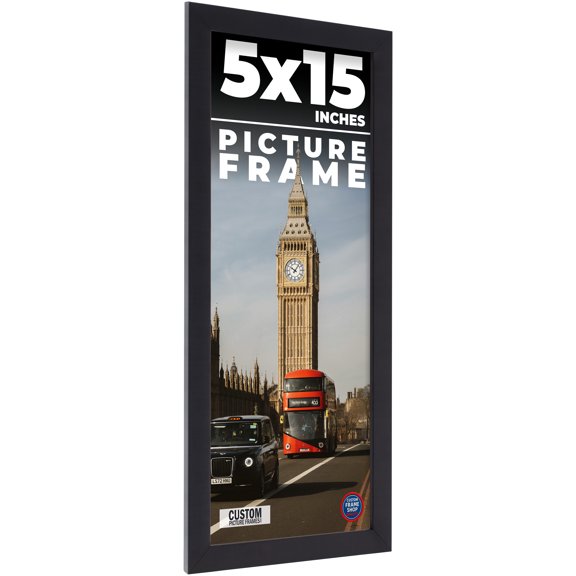 5x15 In Frame Black Real Wood Picture Frame Width 0.75 inches | Interior Frame Depth 0.5 inches |
