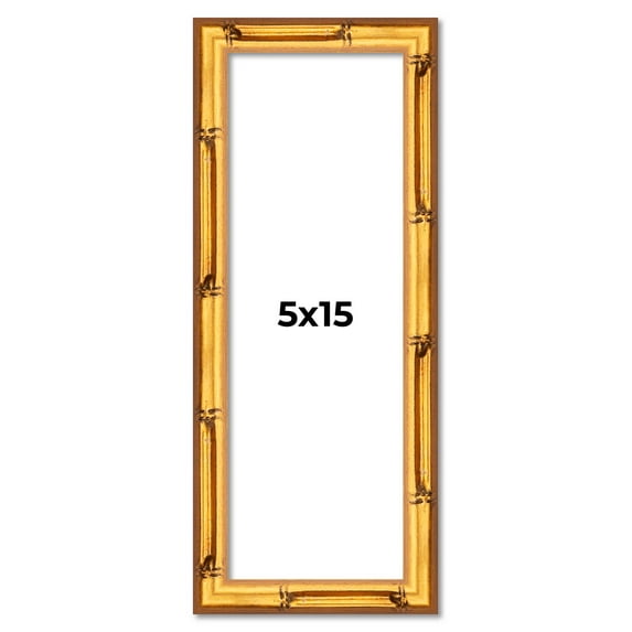 5x15 In Frame Gold Bamboo Picture Frame - Complete Modern Photo Frame Includes UV Acrylic Shatter