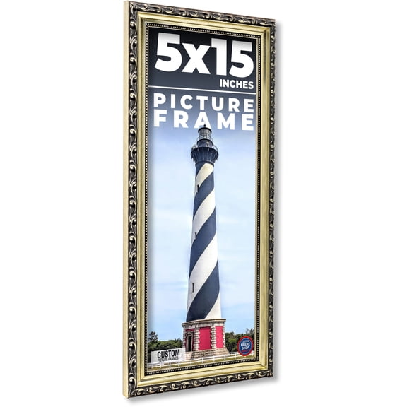 5x15 In Frame Silver Solid Wood Picture Frame Width 1.125 Inches | Interior Frame Depth 0.375