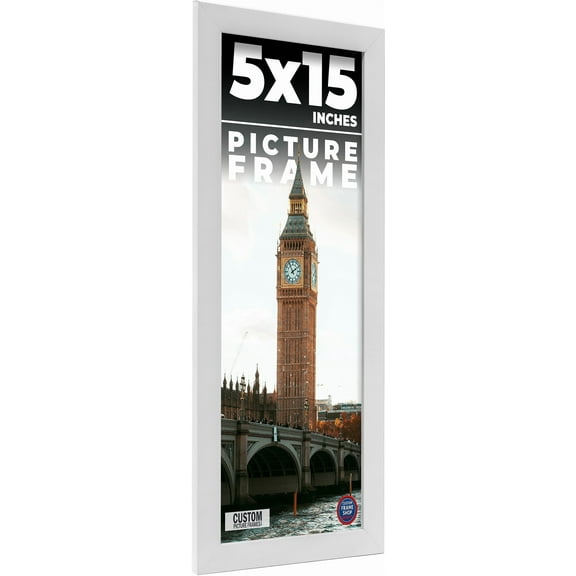 5x15 In Frame White Real Wood Picture Frame Width 0.75 inches | Interior Frame Depth 0.5 inches |