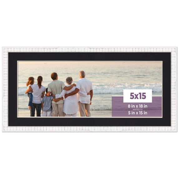 5x15 In Frame White With Black Picture Mat For 5x15 In Photo - White 8x18 Frame To Display Print or