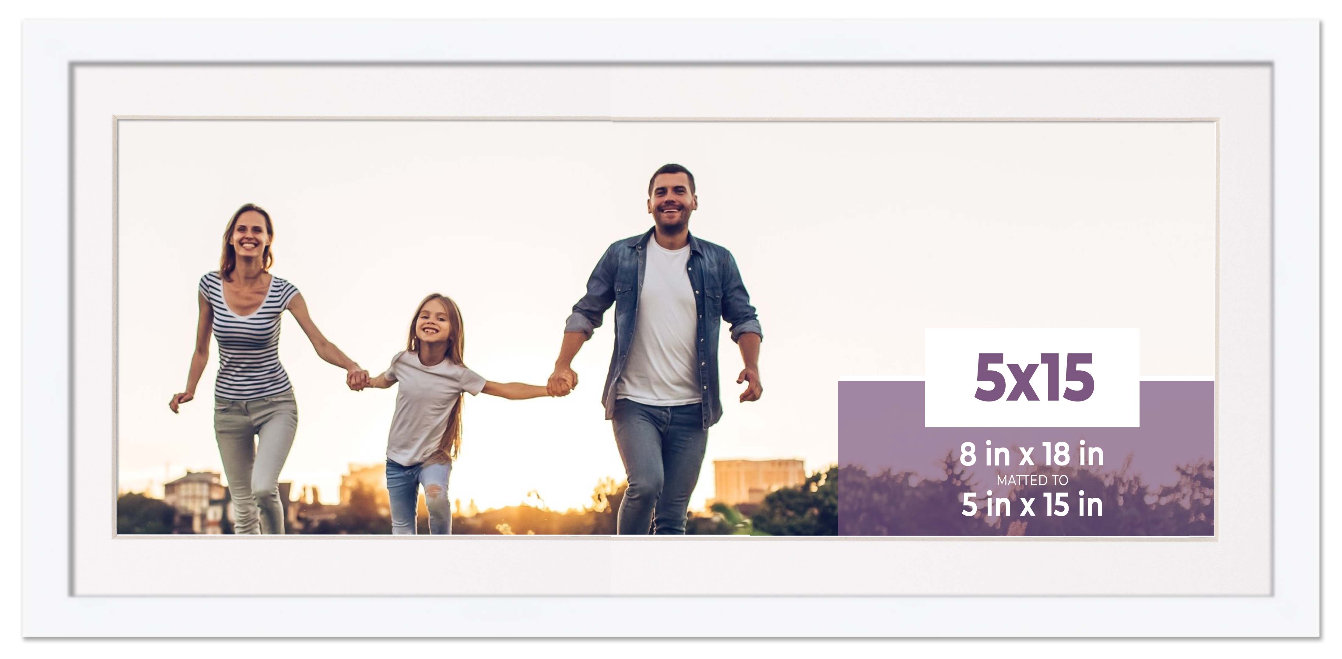 5x15 In Frame White With White Picture Mat For 5x15 In Photo - White ...